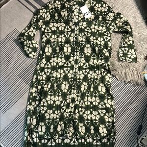 NWT Zara Green & Cream Geometric Patterned Poolside Coverup